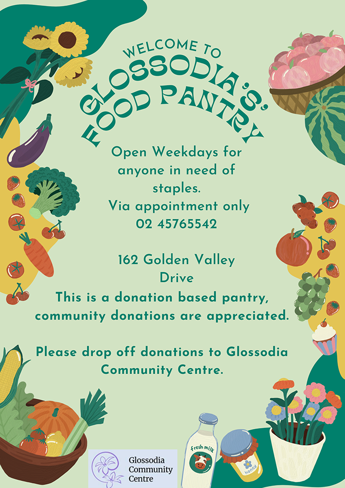 Glossodia pantry flyer